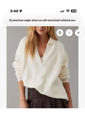 AEO Who So Soft Oversized Collared Sweater